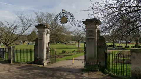 The entrance to a public park.