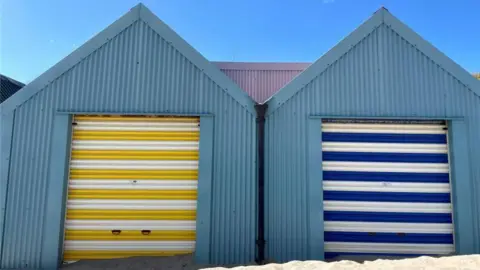 BBC Double-fronted beach hut at Porth Mawr in Abersoch, Gwynedd