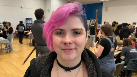 Student Lazarus Plimmer at the quiet hour of the fresher's fair