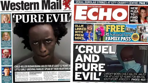 Western Mail and South Wales Echo front pages