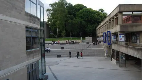 N Chadwick/Geograph Exterior of the UEA with concrete buildings and steps