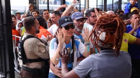 Argentina fans enter the stadium in Miami