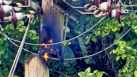 Electrical pole fire 