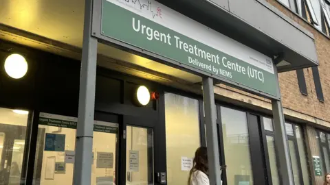 The entrance of the urgent treatment centre at the Queen's Medical Centre in Nottingham
