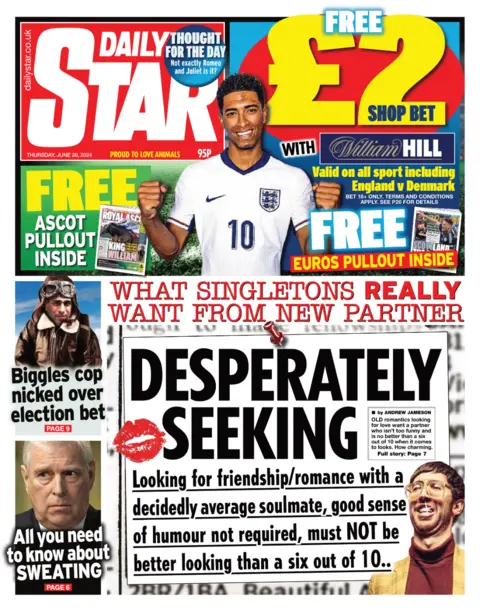 The front page of the Daily Star, with 