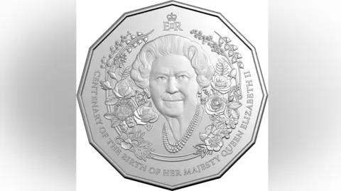 Royal Australian Mint A commemorative silver coin featuring a portrait of Queen Elizabeth II