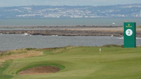 A general view of the second green at Royal Porthcawl Golf Club