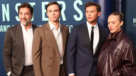 Getty Images Javier Bardem, Nicholas Chavez, Cooper Koch and Chloë Sevigny attend the premiere of Netflix' "Monster: The Story of Lyle and Erik Menendez" at the Egyptian Theatre Hollywood on September 16, 2024 in Los Angeles, California.