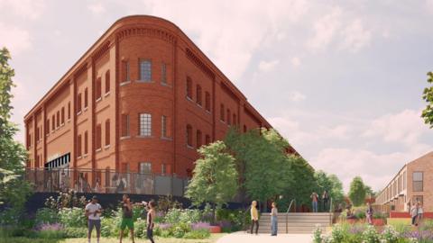 An artist's impression of how Friar Gate Goods Yard could look
