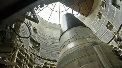 A deactivated Titan II nuclear intercontinental ballistic missile at a silo at the Titan Missile Museum in Arizona. Photo: May 2015 