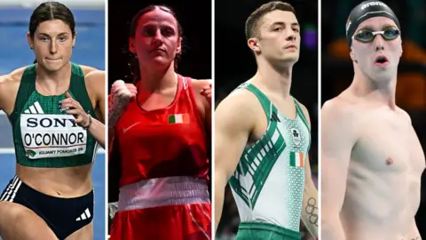 Kate O'Connor, Michaela Walsh, Rhys McClenaghan and Daniel Wiffen