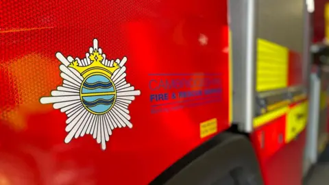 A red and yellow fire engine.