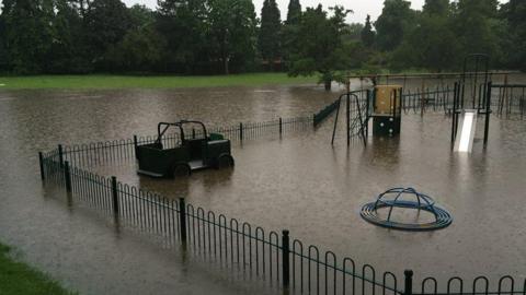 Flooding in Bournville park's play area