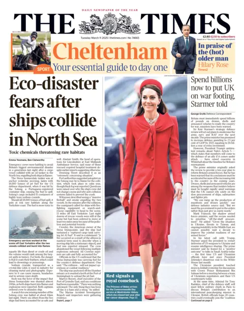  "Eco-disaster fears after ships collide in North Sea".