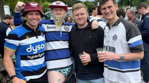 Tom Craven and his friends at a rugby match