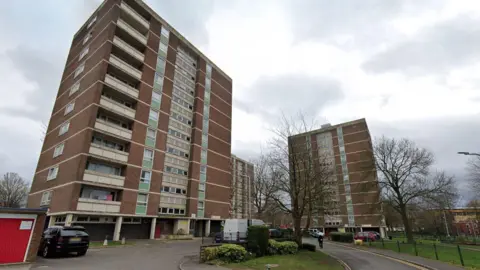 Google Three of the tower blocks on Boscobel Crescent. They are of brown brick with concrete features consistent with 1960s architecture 