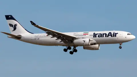 An Iran Air Airbus 330-200 landing at Frankfurt Rhein-Main Int'l Airport, 3 June 2023