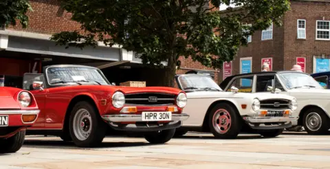 Motofest/Joel Wilson Vintage cars on display in Coventry's Broadgate.