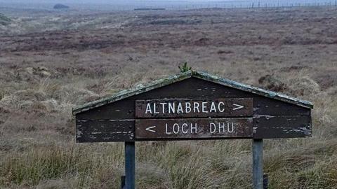 A sign in a picture taken seven years ago near Altnabreac Station