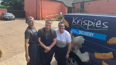 Krispies Krispies staff outside Exmouth Wedding Venue