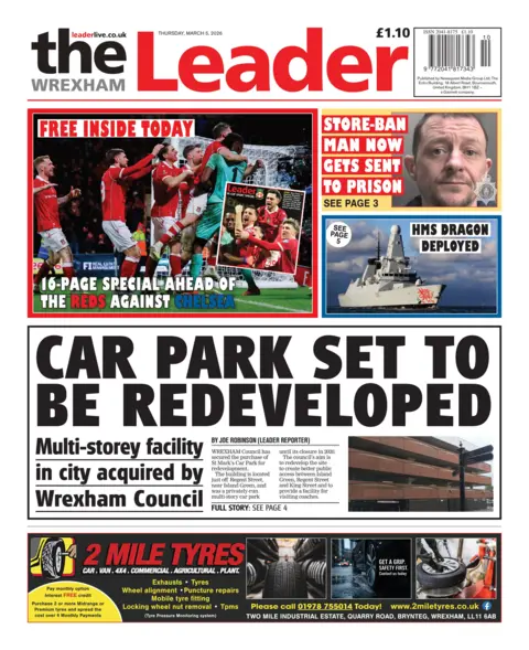 Wrexham Leader Front page of the Wrexham Leader