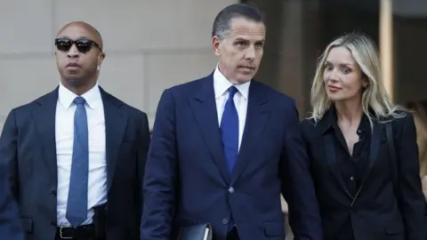 Reuters Hunter Biden (middle) and his wife Melissa Cohen Biden (R) leave court on Thursday