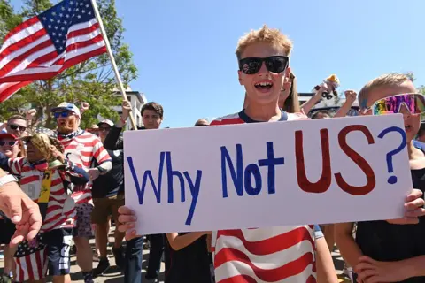 Getty Images Fans of Team USA prepare to enter the SoFi Stadium (Los Angeles Stadium) prior to 2026 FIFA World Cup First Stage Group D match between USA and Paraguay on 12 June in Los Angeles. 