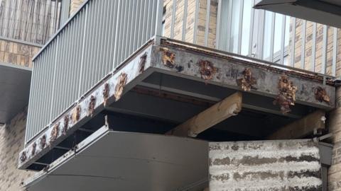 Damaged balcony on Weavers estate