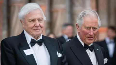 Getty Images Sir David Attenborough and King Charles III in dinner suits and bow ties