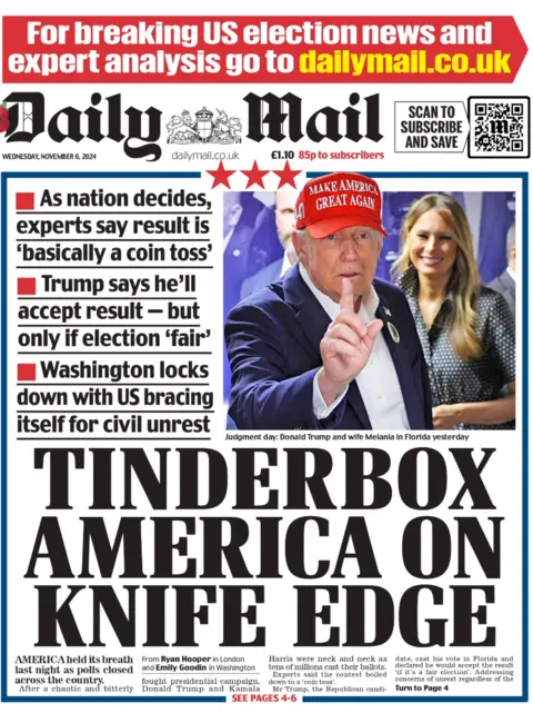 The headline on the front page of the Daily Mail reads: 