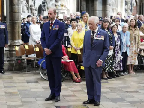 Getty Images The King and Prince of Wales at the Westminster Abbey service on 8 May.
