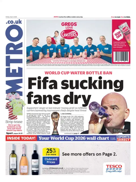 "Fifa sucking fans dry" is the Metro's headline on its front page.