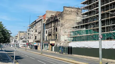 A general view of the aftermath of a fire at the former Debenhams department store in Edinburgh.
