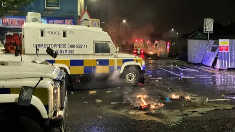 PSNI Land Rover in Sandy Row