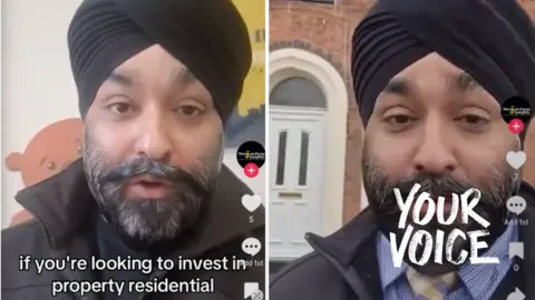 The photo shows Tony Singh looking at the camera as part of a promo video. He's an asian man wearing a Turban. He is dressed in a blue shirt, navy waistcoat and maroon tie. 