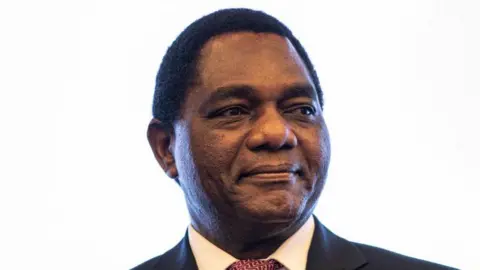 AFP Zambian President Hakainde Hichilema at the AU headquarters in Addis Ababa on 17 February, 2024