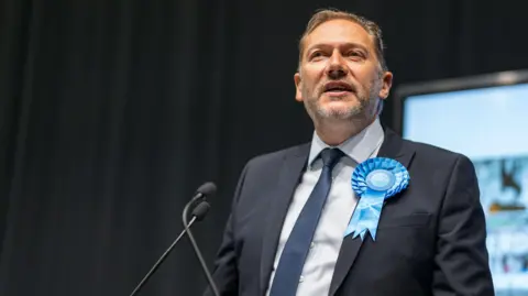 PA Media Scottish Conservative Party MSP Douglas Lumsden gives a speech at P&J Live in Aberdeen after winning the Aberdeen South by-election.
