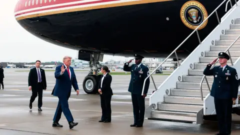 Trump boards Air Force One in Geneva, Ohio, on 11 August 2026