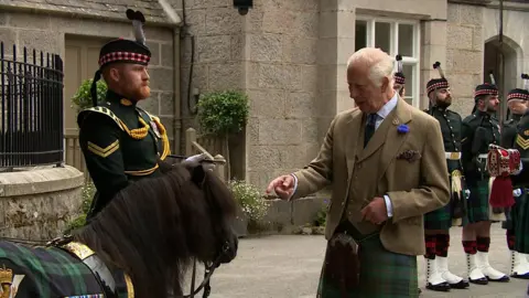 King Charles the Royal Regiment of Scotland’s Mascot, Shetland Pony Corporal Cruachan IV