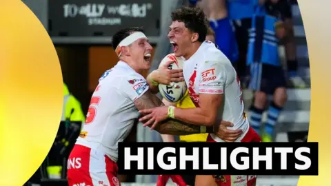 Owen Dagnall of St Helens celebrating his try