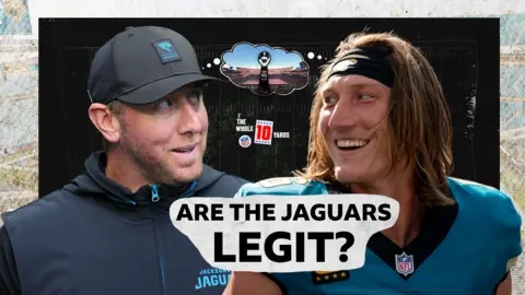 Liam Coen and Trevor Lawrence of the Jacksonville Jaguars