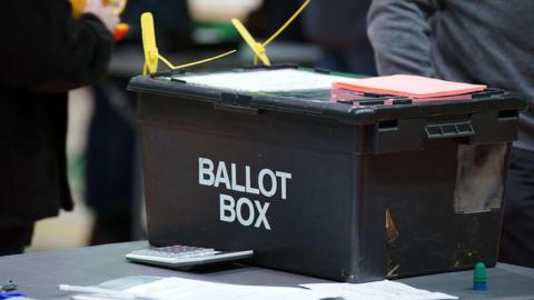 A ballot box at an election count