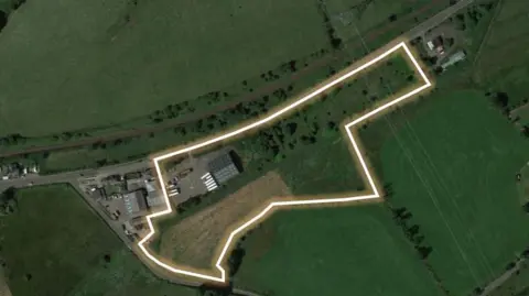 East Renfrewshire Council An aerial image of greenbelt land, showing where the new depot would be built