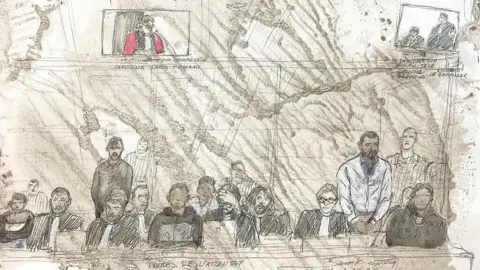 AFP A court sketch of Zaheer Mahmood during his trial