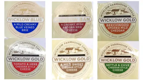 Food Safety Authority of Ireland Six images of the packaging of cheeses with the "Wicklow Farmhouse Cheese" branding