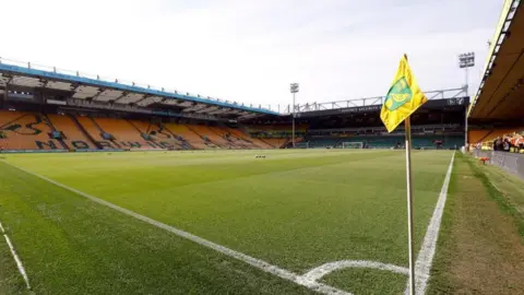 PA Media Corner flag and empty seats inside Norwich City's football ground