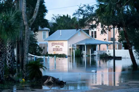 Sean Rayford/Getty Images A flooded street in Steinhatchee, Florida