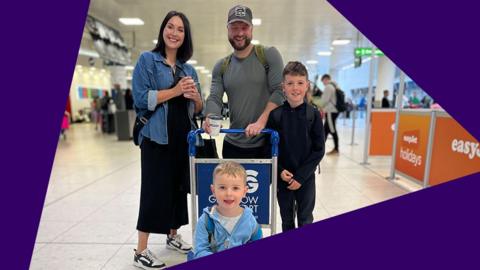 The Henry family in Glasgow airport