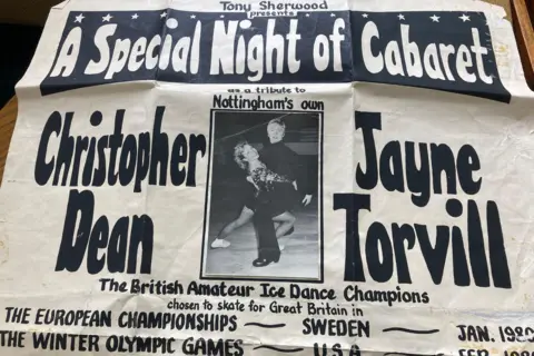 The black and white poster promises 'A special night of cabaret' which was another fund raising show for Jayne Torvill and Christopher Dean.