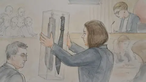 Helen Tipper Court room sketch of the knife